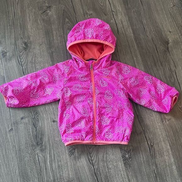 Pink Heart Patterned Hooded Jacket - Picture 1 of 6